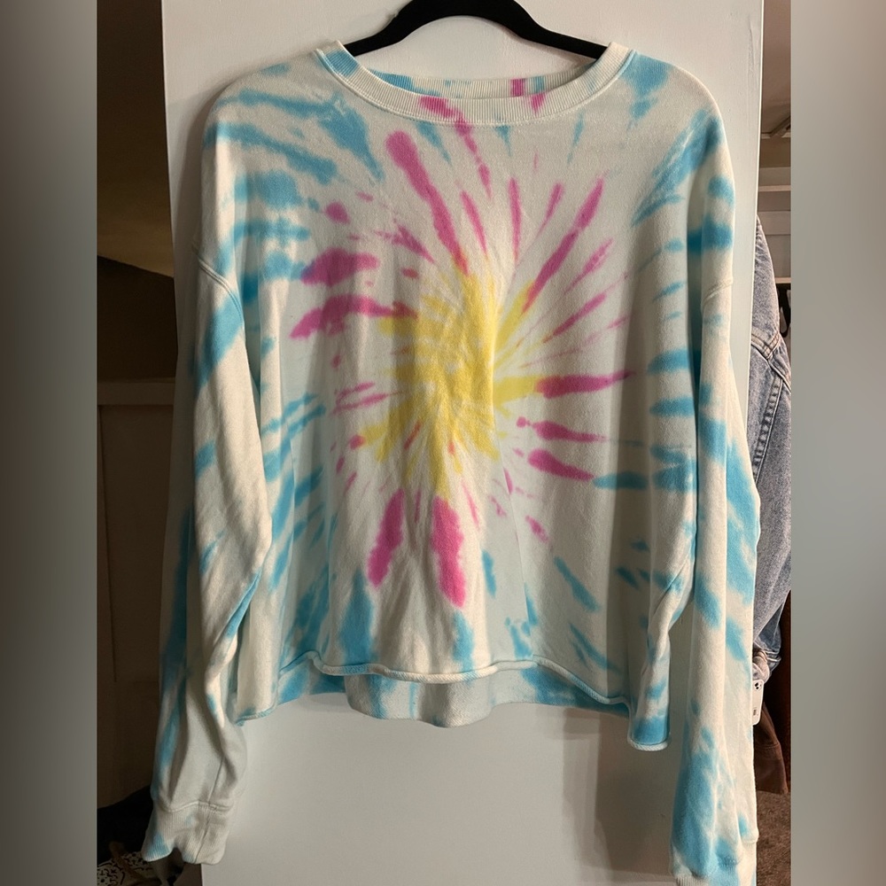Spiritual Gangster - Crop White Tie Dye Sweatshirt XL